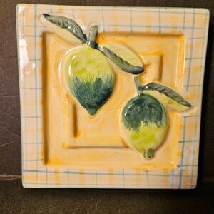 Laurie Gates Los Angeles Pottery Decorative Lime Design Ceramic Tile Trivet‎ 6"